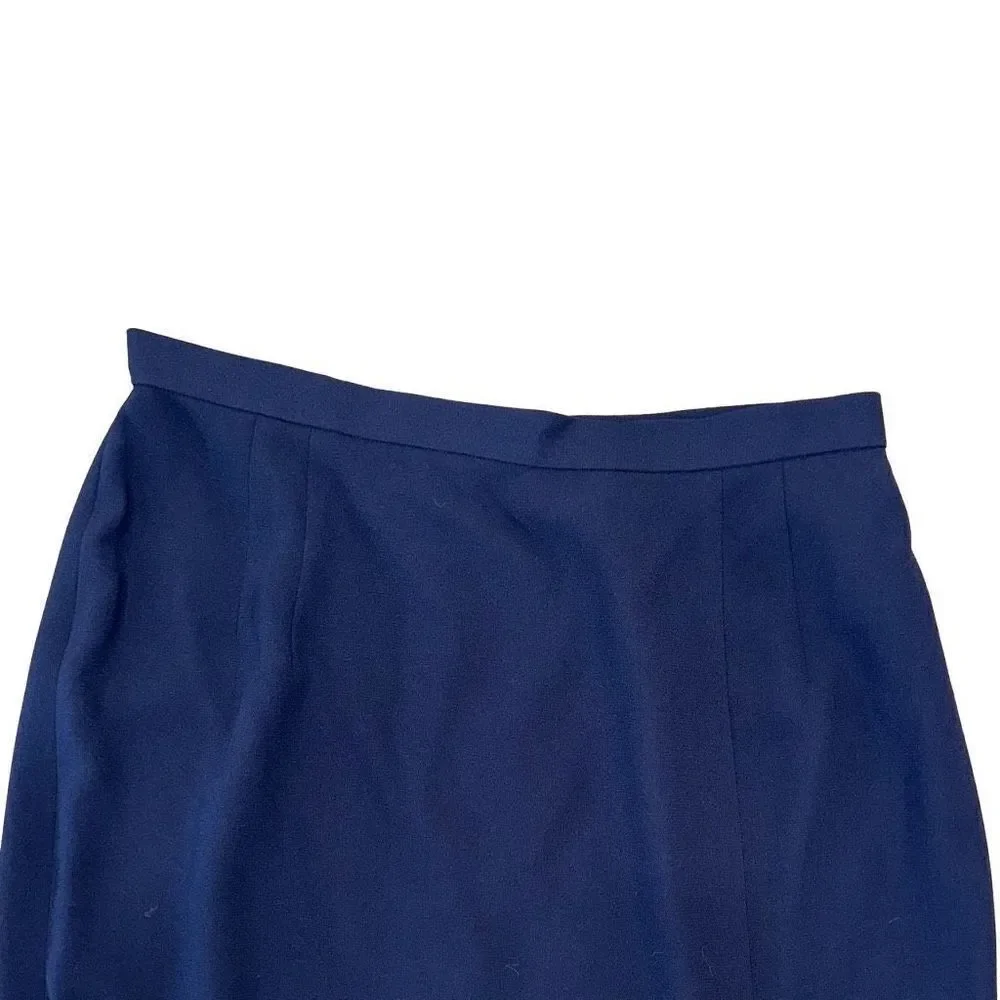 Adrianna Papell Womens 14P Navy Maxi‎ Skirt Full Length Side Slit Formal Elegant